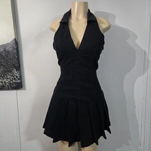 Chic Black Halter Mini Dress